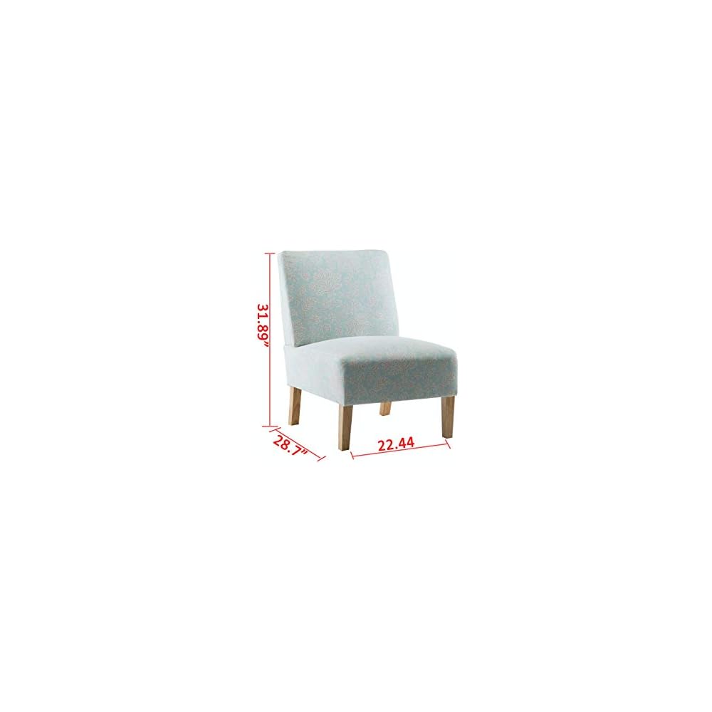 Modern Fabric Living Room Accent Chair with Solid Wood Legs (Blue Flower Print)
