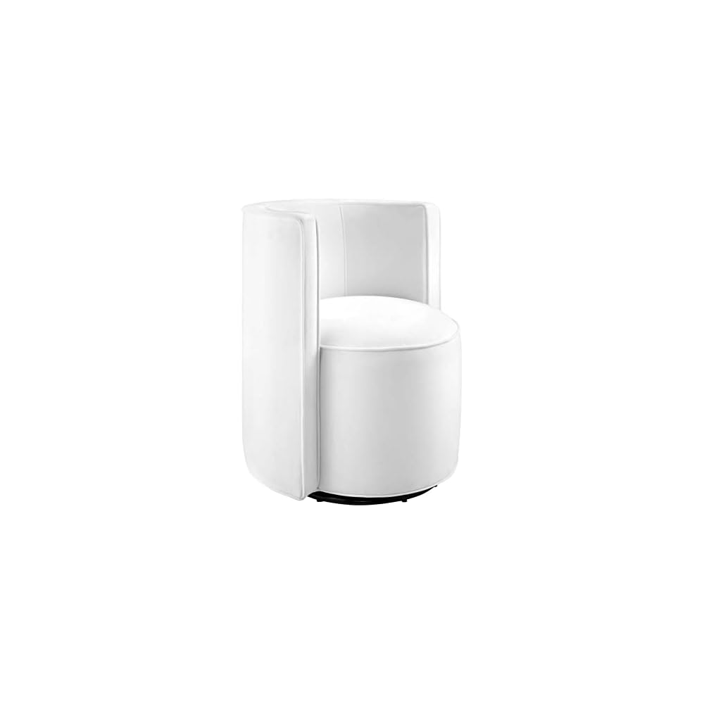 Modway Della Performance Velvet Fabric and Iron Swivel Chair in White