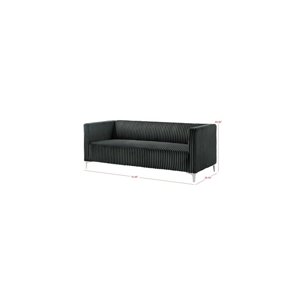 HOME DESIGN Gavin Velvet Square Arm Sofa, Blue
