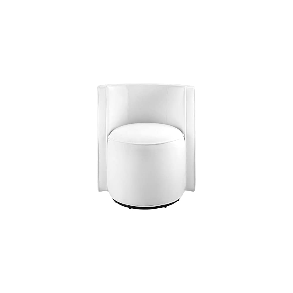Modway Della Performance Velvet Fabric and Iron Swivel Chair in White