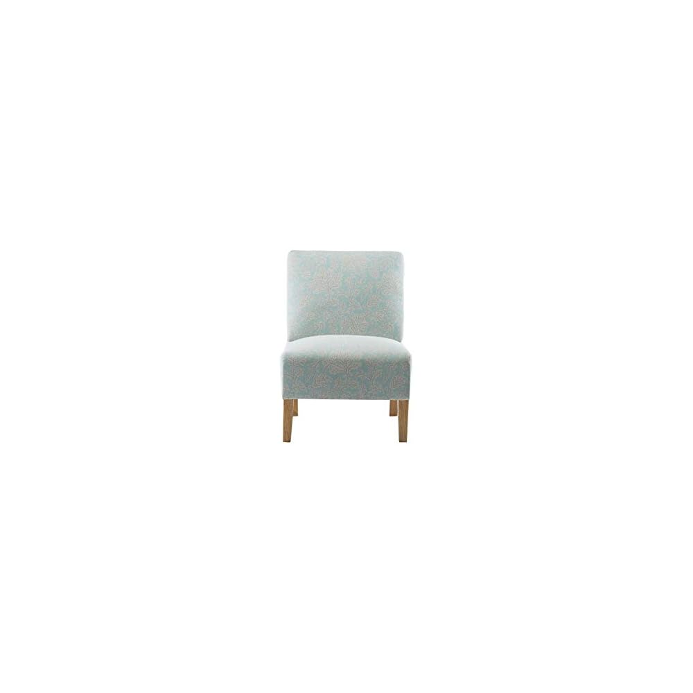 Modern Fabric Living Room Accent Chair with Solid Wood Legs (Blue Flower Print)
