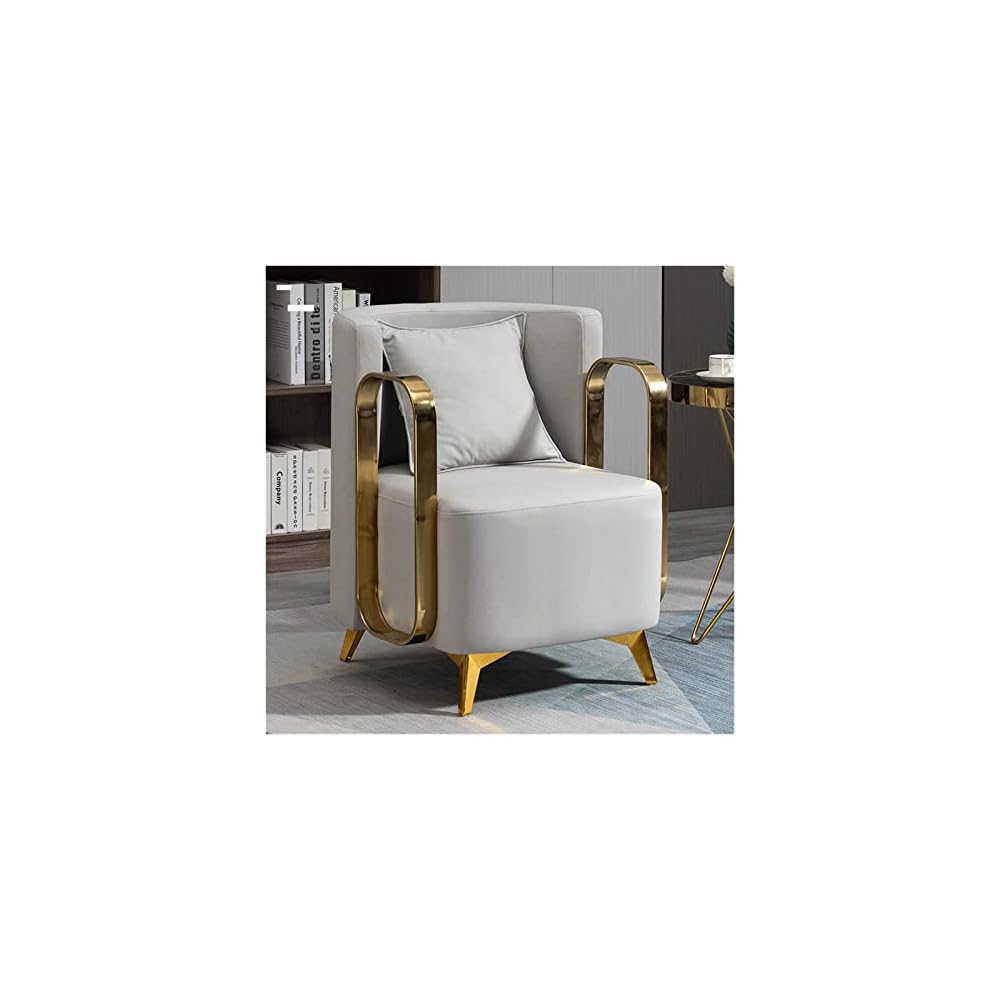 Adjustable Office Computer Chair with Armrest Living Room Chairs Balcony Single Sofa Chair Back Armchairs Living Room Furniture(White)