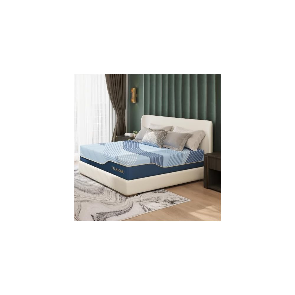 EGOHOME Queen Mattress, 14 Inch Hybrid Gel Memory Foam, Medium Plush