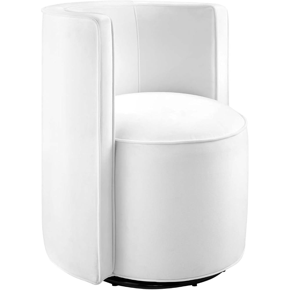 Modway Della Performance Velvet Fabric and Iron Swivel Chair in White