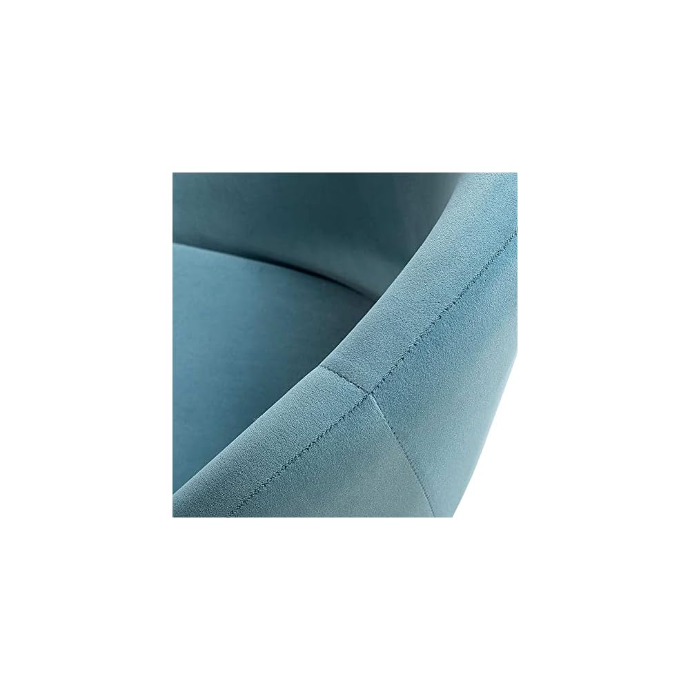 Luxe Office Velvet Task Chair, Comfy Curved Back Ergonomic Design Plush Thickened Seat | Home Desk Gaming, Metal Five-Pronged Base with Wheels | Seat Height Adjustable & Swivel, Sky Light Blue