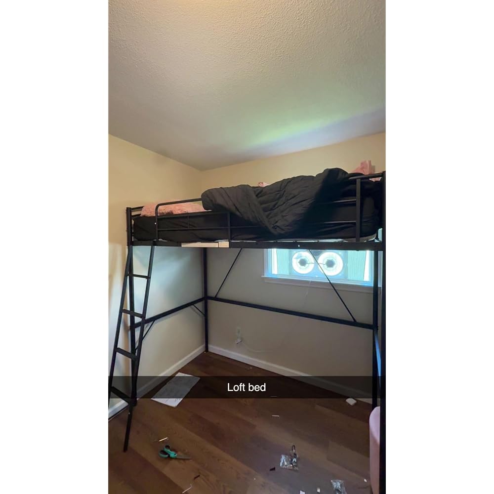 Twin Loft Bed with Convertible Ladder & Storage Bag,Safety Guardrails, Pink