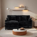 Cloud Modular Sofa, 3-Seater Chenille Couch with Lumbar Support Design & Double Layer Upholstered Seat Cushion, L Shaped Sectional Couch with Ottoman & Pillows for Living Room, Black
