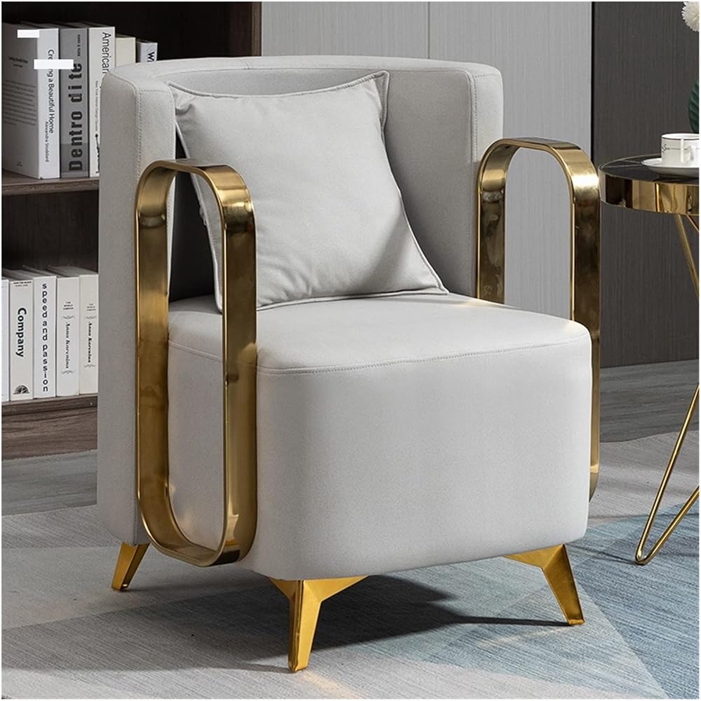 Adjustable Office Computer Chair with Armrest Living Room Chairs Balcony Single Sofa Chair Back Armchairs Living Room Furniture(White)