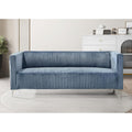 HOME DESIGN Gavin Velvet Square Arm Sofa, Blue