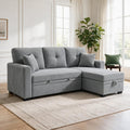 71" Pull Out Sectional Sleeper Sofa Bed w/Storage Chaise，Light Gray
